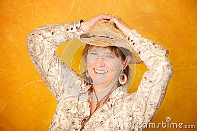 Pretty Western Woman Stock Photo