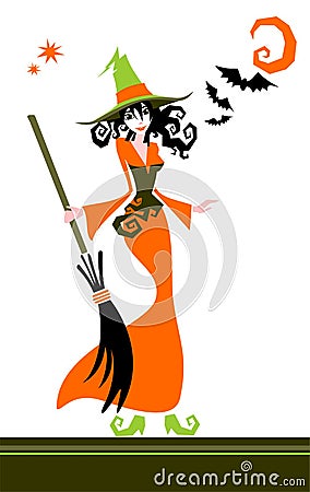 Pretty witch Vector Illustration