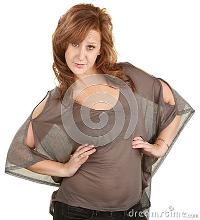 Pretty Woman With Attitude Stock Photo