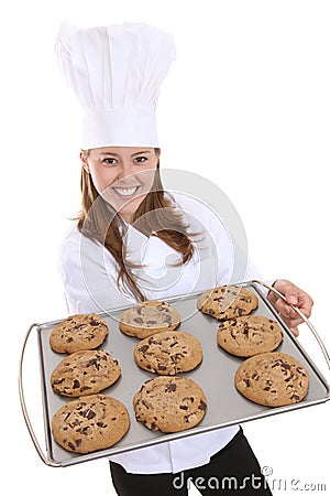 Pretty Woman Chef with Cookies Stock Photo