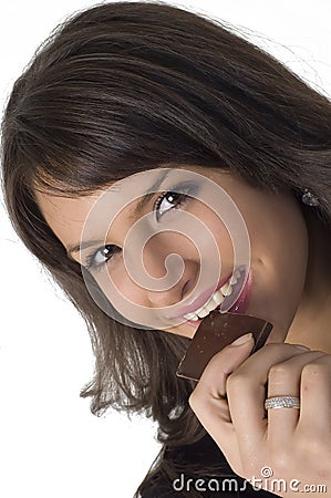 Pretty woman and chocolate Stock Photo