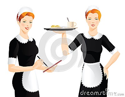 Pretty woman in french style uniform Vector Illustration