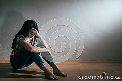 Pretty woman having depression bipolar disorder Stock Photo