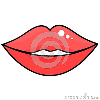 pretty woman lips bright pink lipstick Stock Photo