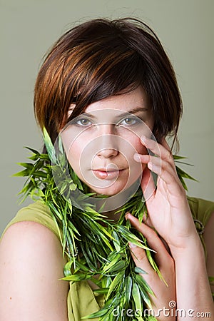 Pretty woman with short hair Stock Photo