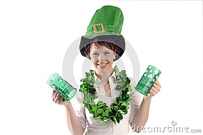 Pretty woman on St. Patrick's day Stock Photo