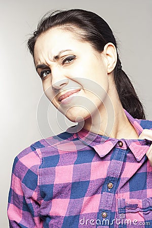 Pretty woman with tightness collar Stock Photo