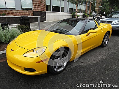 Pretty Yellow Corvette Sports Car Editorial Stock Photo