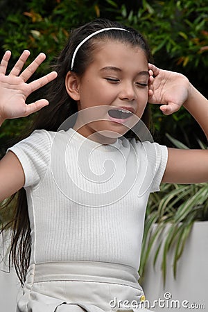 A Philippina Female And Anxiety Stock Photo