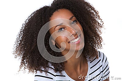 Pretty young black woman smiling Stock Photo