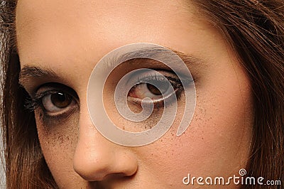 Pretty young face close up ~Eyes open Stock Photo