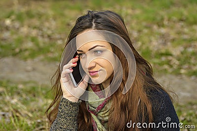 Girl talking on mobile Stock Photo