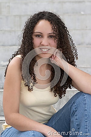 Pretty Young Latina with Curly Hair Stock Photo