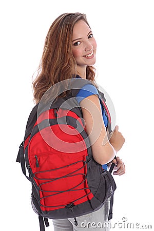 Pretty young teenager school girl with big smile Stock Photo