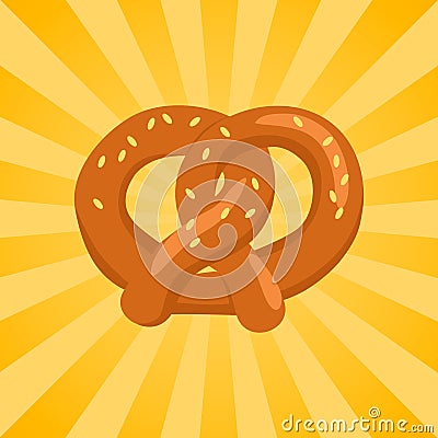 Pretzel Crisp Biscuit Baked in Form of Knot Icon Vector Illustration