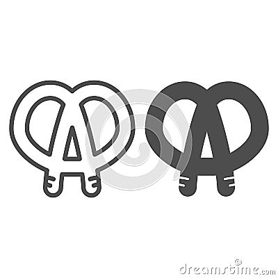 Pretzel line and glyph icon. Bakery vector illustration isolated on white. Pastry outline style design, designed for web Vector Illustration