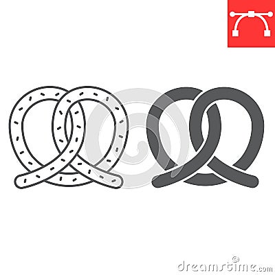 Pretzel line and glyph icon Vector Illustration