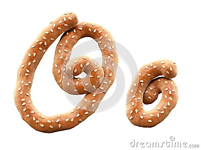 Pretzel with sesame font. Cartoon Illustration