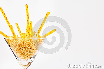 Pretzel snacks in glass Stock Photo