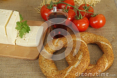 Pretzel and Tomato Stock Photo