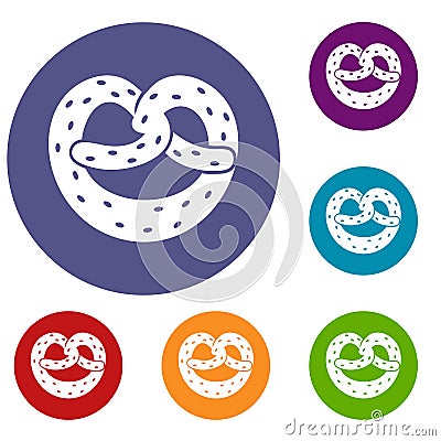 Pretzels icons set Vector Illustration