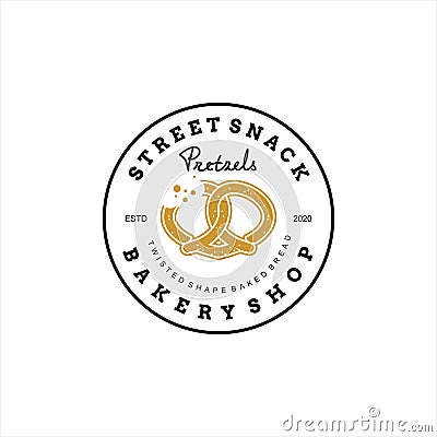 Pretzels logo design bakery and pastry stamp vector template Vector Illustration