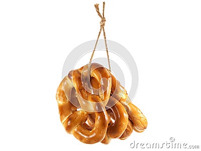 Pretzels on a rope Stock Photo