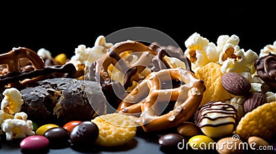 Pretzels and snacks Stock Photo