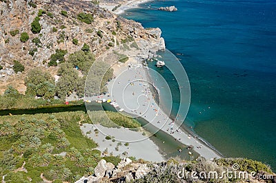 Preveli Beach from above, Crete Stock Photo