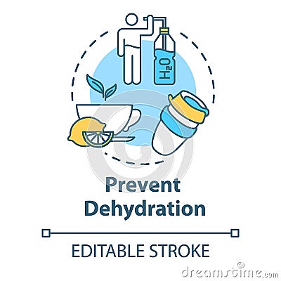 Prevent dehydration concept icon. Natural treatment for flu. Moisturizing and skincare. Stay hydrated idea thin line Vector Illustration