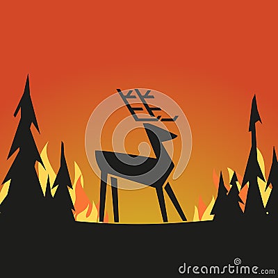 Prevent forest fires flat color vector icon Vector Illustration