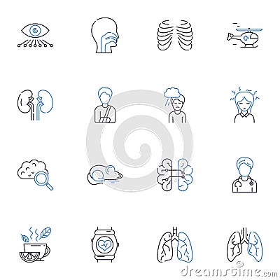 Preventative care line icons collection. Wellness, Prevention, Health, Maintenance, Checkup, Immunization, Screening Vector Illustration