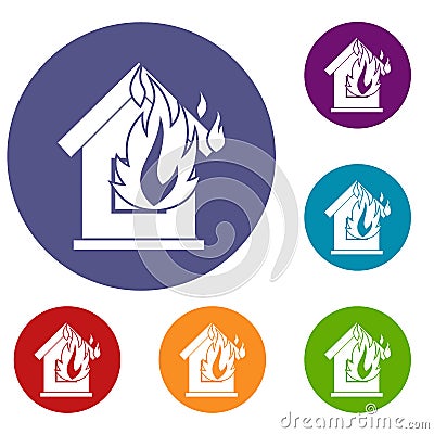 Preventing fire icons set Vector Illustration