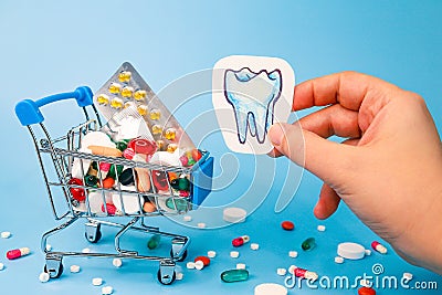 Prevention of dental diseases with vitamins. Strengthening of enamel. Stock Photo