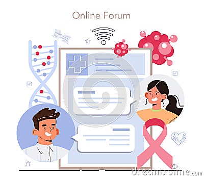 Preventive oncology online service or platform. Cancer disease Vector Illustration