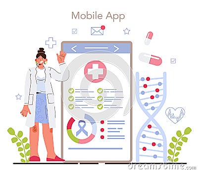 Preventive oncology online service or platform. Cancer disease Vector Illustration