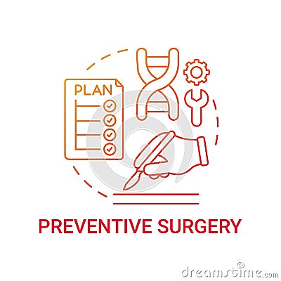 Preventive surgery red gradient concept icon Vector Illustration
