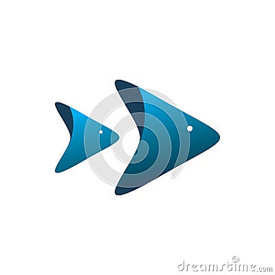 Blue fish triangle arrow group color logo design Vector Illustration