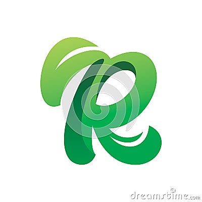 Creative unique green nature leaf letter r logo design Vector Illustration