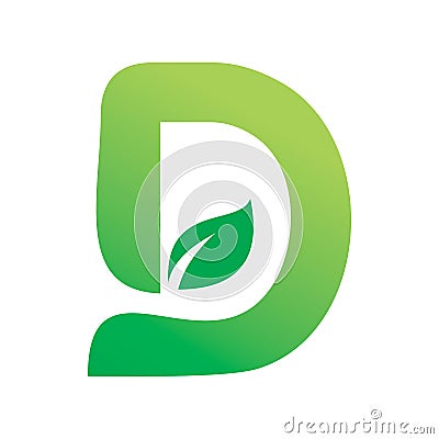 Unique letter d green nature leaf logo design Stock Photo