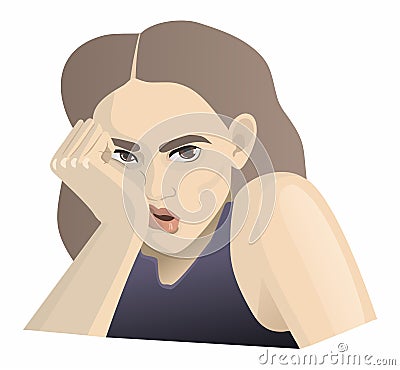 Preview tired girl Vector Illustration