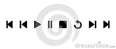 Previous, play, pause, stop, repeat, and next track icon. Media player control button concept Vector Illustration