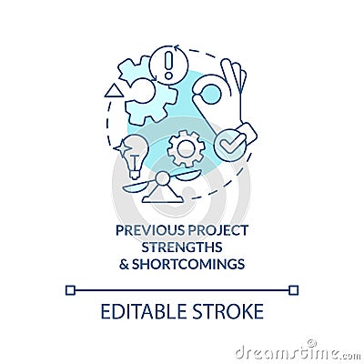 Previous project strengths and shortcomings turquoise concept icon Vector Illustration