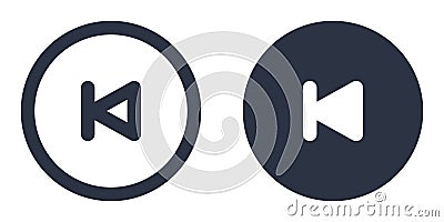 Previous Track Button simple icons set designed in filled and stroke style Vector Illustration