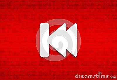 Previous track playlist icon abstract digital screen red background illustration Cartoon Illustration