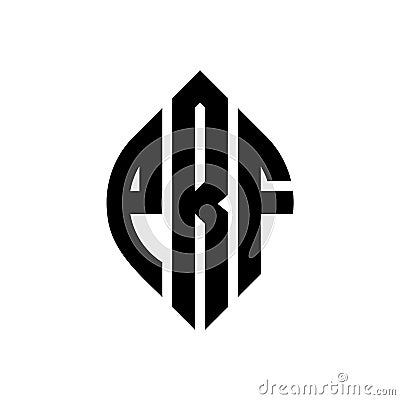 PRF circle letter logo design with circle and ellipse shape. PRF ellipse letters with typographic style. The three initials form a Vector Illustration
