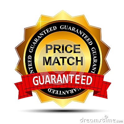 Price Match Guarantee Gold Label Sign Template Vector Illustration