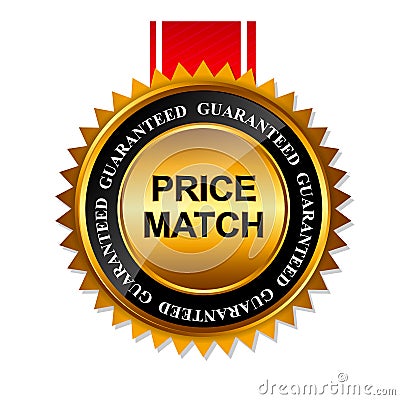 Price Match Guarantee Gold Label Sign Template Vector Illustration