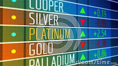 Price of platinum on the stock market. Stock Photo