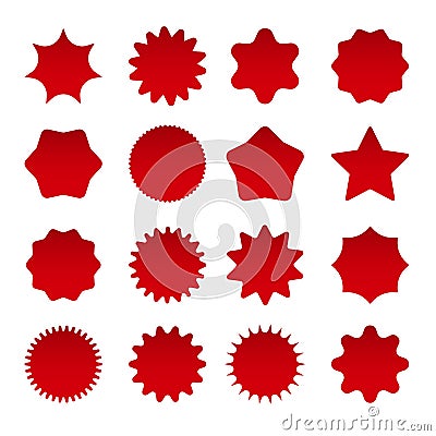 Price red star burst shapes Vector Illustration